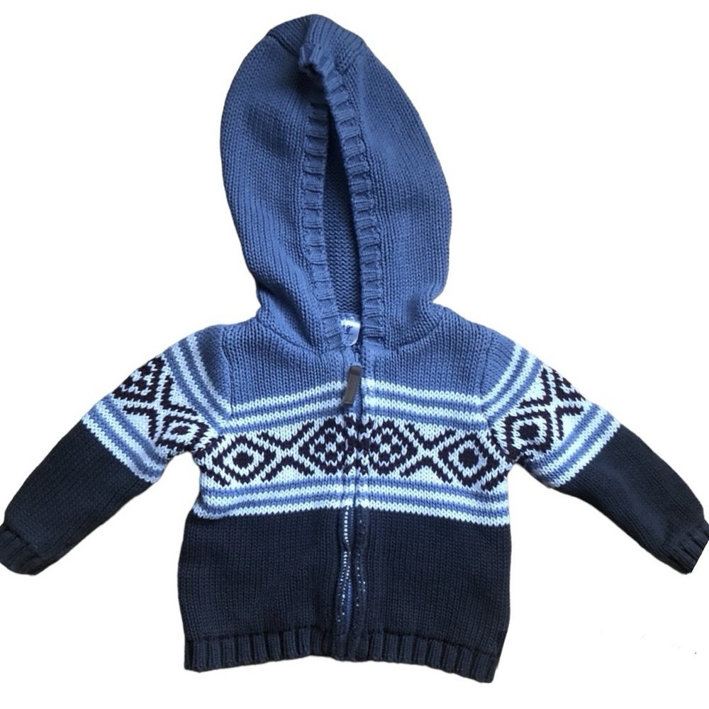 Carter's Infant Boys Full Zipper Hooded Heavy Fair Isle
Sweater Jacket Size 18M